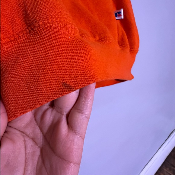 Russell Athletic Riddell Vintage 90s Orange Hooded Sweatshirt for Men size L - Picture 3 of 11